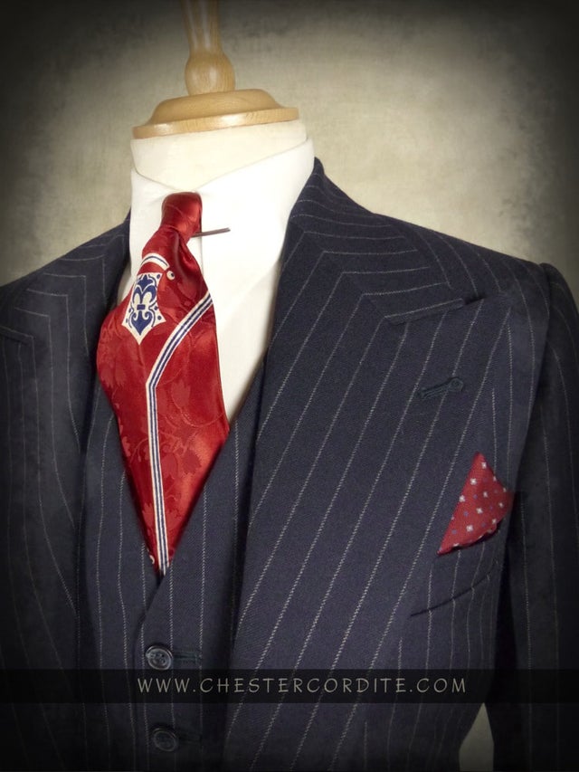 Single Breasted Chalkstripe Navy Suit, Modern Vintage Suit by Chester ...